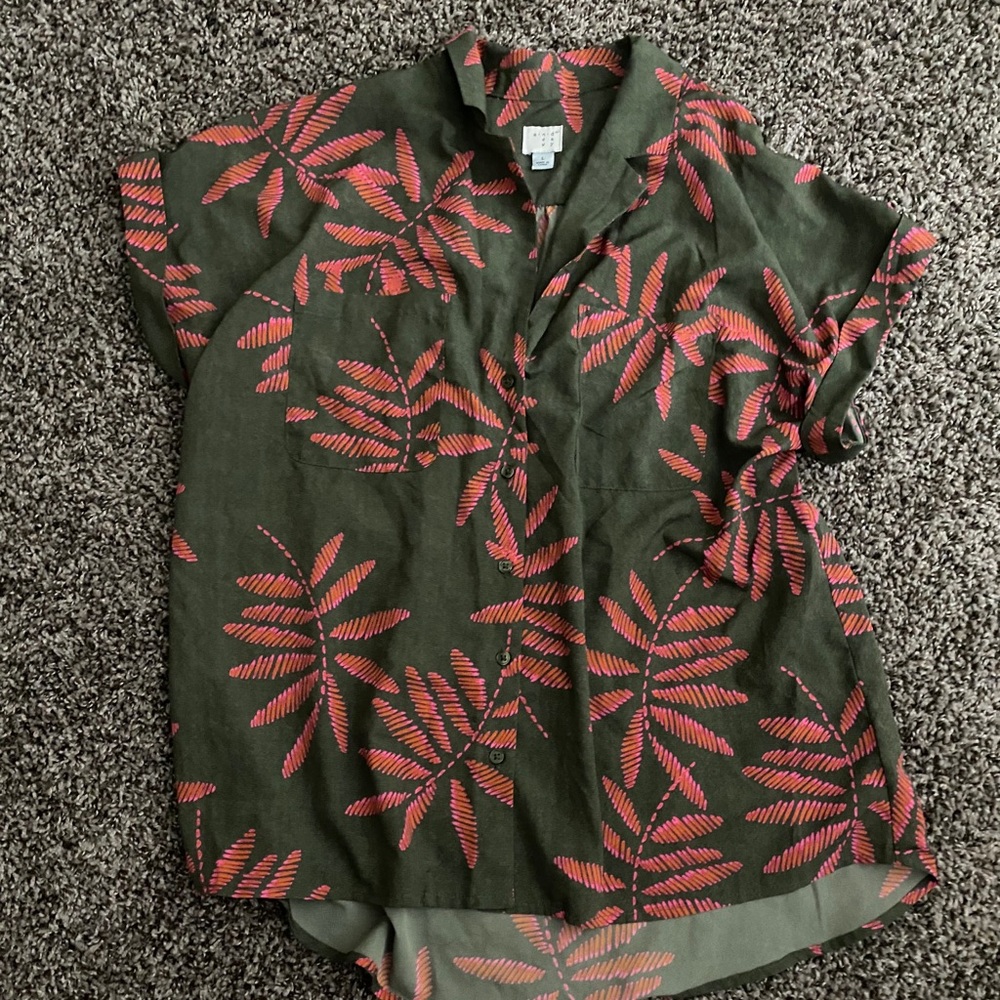 Flower button up blouse